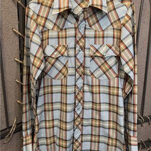 Vintage Lariat Men's Multicolor Plaid Pearl Snap-Down western Shirt